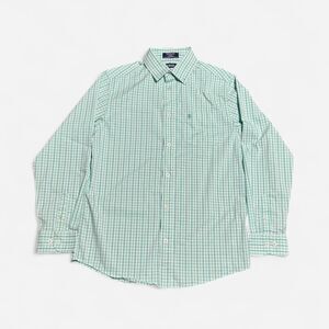 Izod blue and white checkered large size button up long sleeve shirt